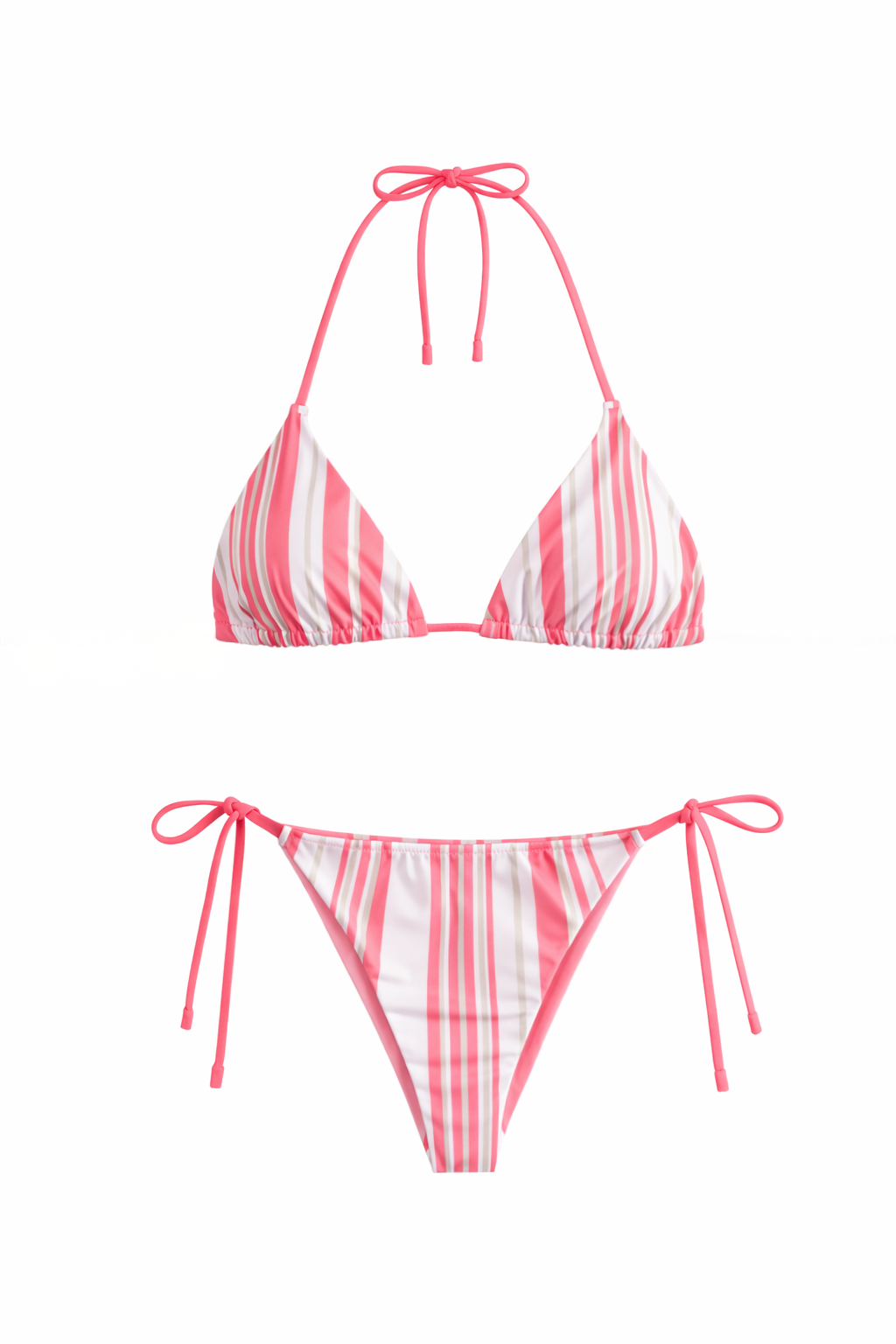 Sunset Stripes x Reversible Coral Bikini Set